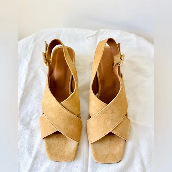 BY FAR Nude Suede Anelia Sandals with Crossover Straps - Picture 3 of 15
